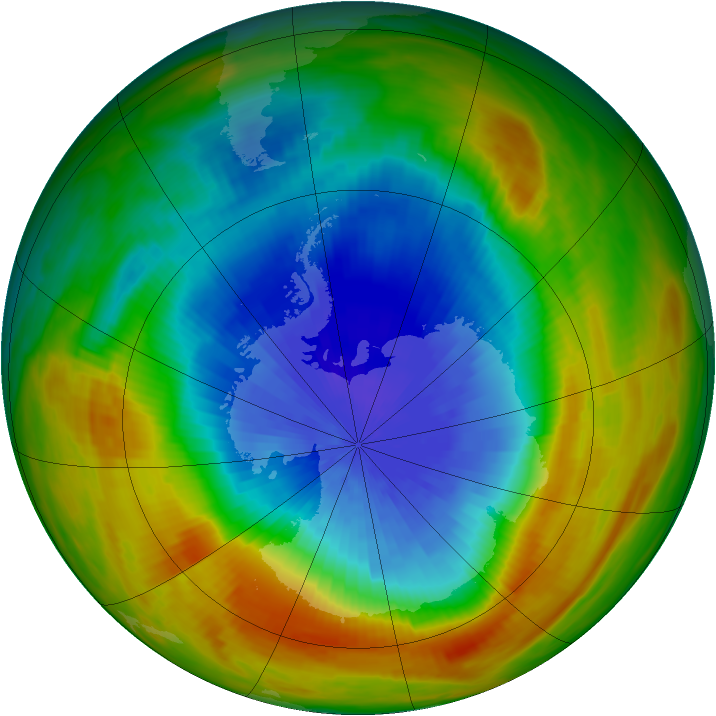 Antarctic ozone map for 07 October 1984